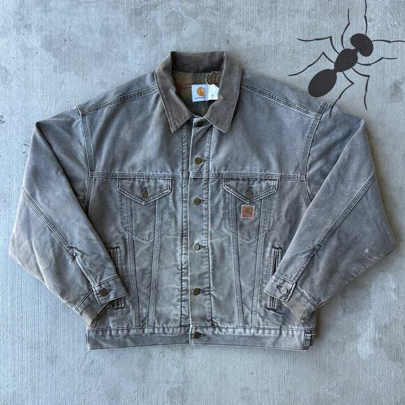 Vintage Y2K Carhartt FADED brown trucker work wear jacket - Picture 1 of 8